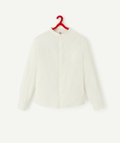 shirt Sub radius in - BOYS' GRANDAD COLLAR SHIRT IN WHITE ORGANIC COTTON