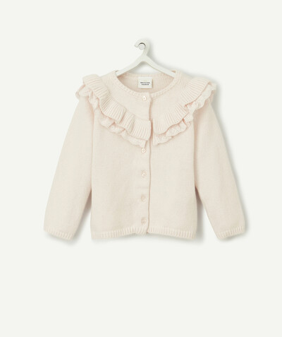 Baby-girl radius - PASTEL PINK KNITTED JACKET WITH A FRILL