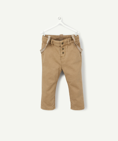Baby-boy radius - BEIGE COTTON TROUSERS WITH REMOVABLE BRACES