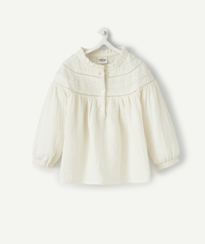 Outlet radius - BABY GIRLS' BLOUSE IN COTTON GAUZE AND EMBROIDERY