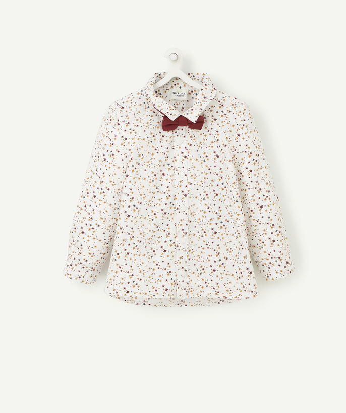 Party outfits Tao Categories - BABY BOYS' WHITE SHIRT WITH A STAR PRINT AND REMOVABLE BOW