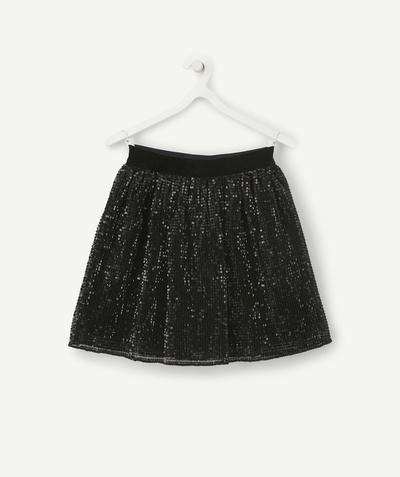 Party outfits radius - GIRLS' SHORT BLACK SEQUINNED SKIRT WITH A VELVET WAIST