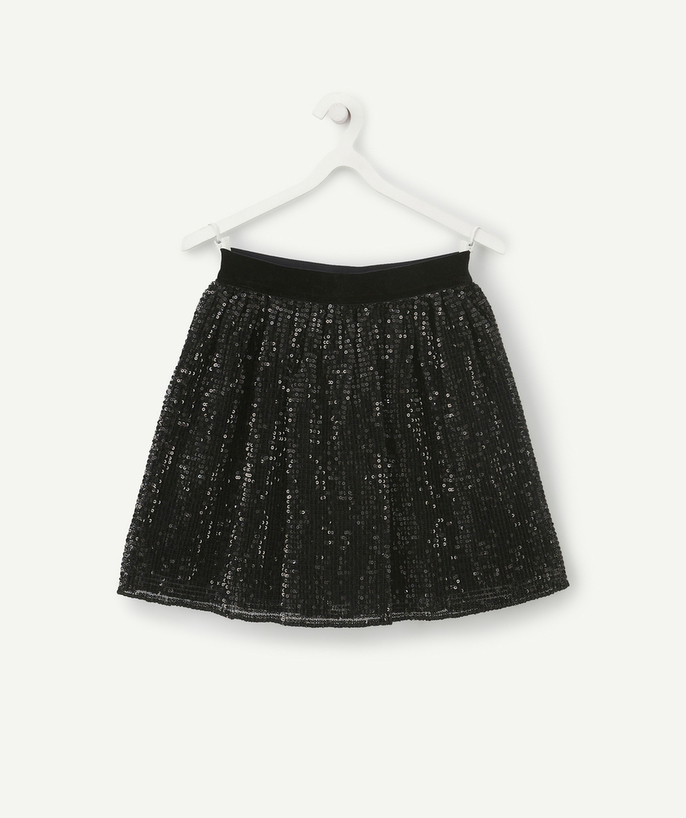 Party outfits Tao Categories - GIRLS' SHORT BLACK SEQUINNED SKIRT WITH A VELVET WAIST