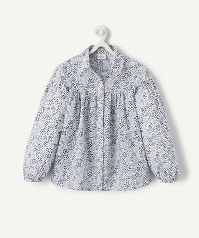 Shirt - Blouse radius - WHITE SHIRT WITH A BLUE FLOWER PATTERN PRINT