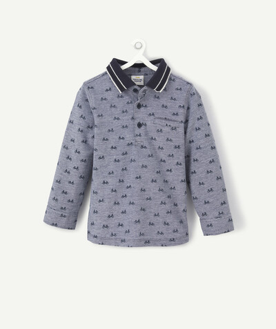 Baby-boy radius - BLUE COTTON POLO SHIRT WITH A BICYCLE PRINT