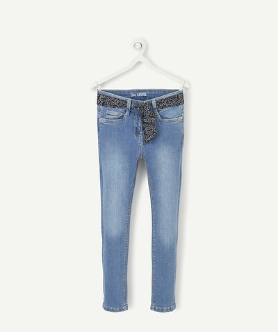 Jeans radius - LOUISE LIGHT BLUE SKINNY JEANS WITH A BLUE FLOWER-PATTERNED BELT