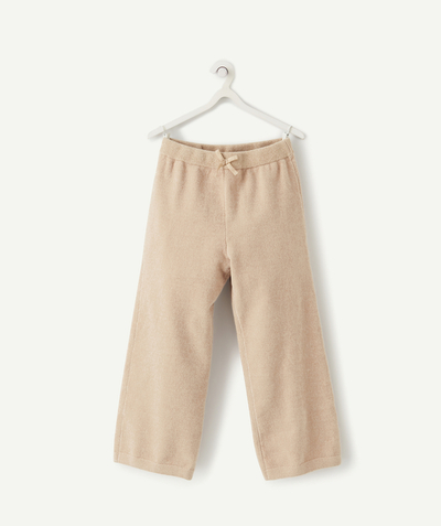 Girl radius - GIRLS' WIDE-LEGGED TROUSERS IN BEIGE CHENILLE AND SPARKLING RECYCLED FIBRE