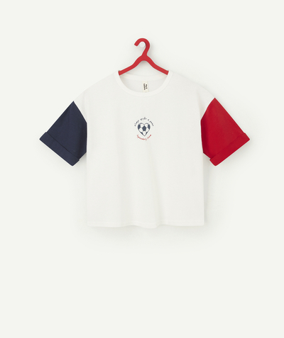 ECODESIGN radius - OVERSIZED T-SHIRT FOR GIRLS IN THE COLOURS OF FRANCE IN RECYCLED COTTON
