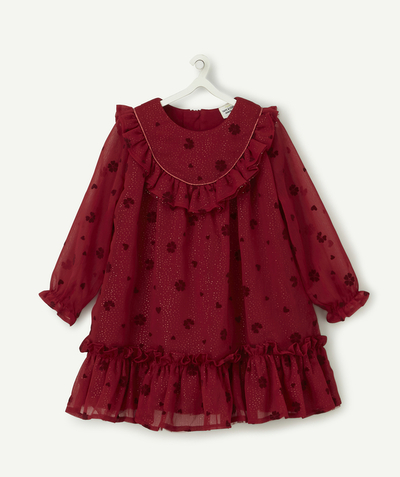 Dress - skirt radius - RED TULLE DRESS WITH HEARTS AND FLOWER MOTIFS