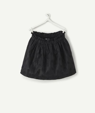 Dress - skirt radius - BABY GIRLS' BLACK SKIRT WITH SILVER COLOR THREADS AND FLOWERS IN RELIEF