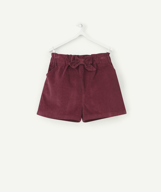 Party outfits Tao Categories - BABY GIRLS' PLUM COLOUR CORDUROY SHORTS