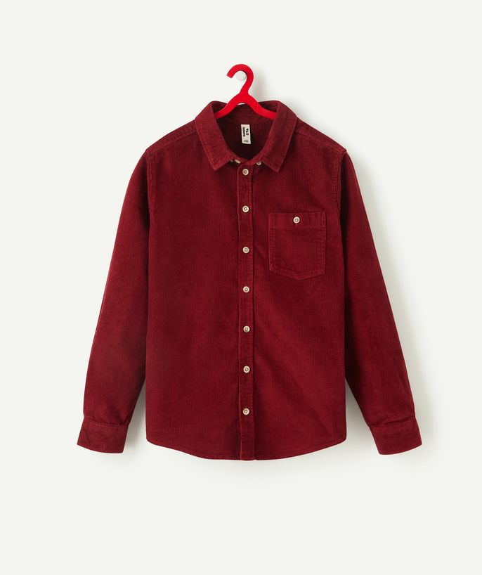 Party outfits Tao Categories - BOYS' BURGUNDY CORDUROY SHIRT