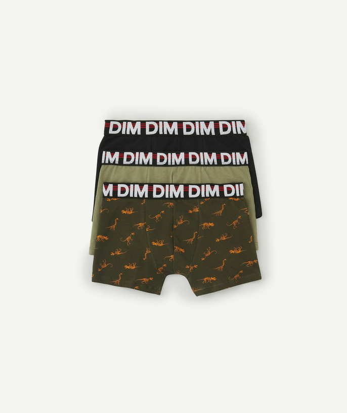 Underwear radius - DIM ® - LE LOT  DE 3 BOXERS KAKI ET NOIR EN COTON STRETCH