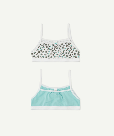 Girl radius - SET OF 2 PRINT AND MINT BRAS IN STRETCH COTTON