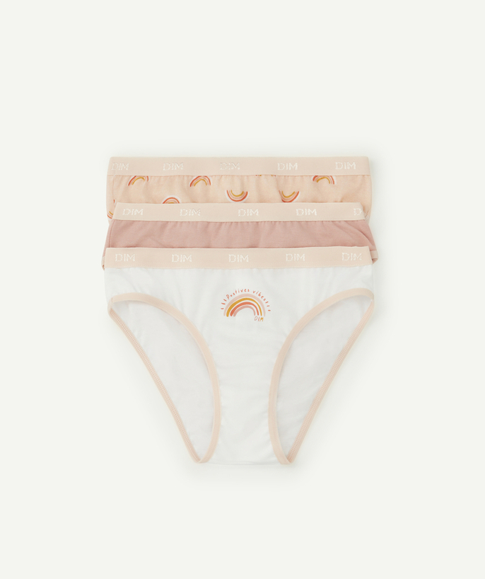 DIM ® Sub radius in - SET OF 3 PINK BRIEFS WITH RAINBOW IN STRETCH COTTON