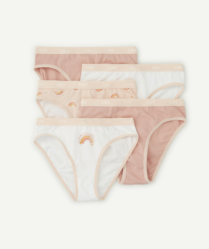 DIM ® Sub radius in - SET OF 5 PINK AND WHITE BRIEFS IN STRETCH COTTON