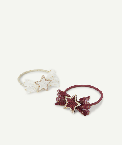 Baby-girl radius - SET OF TWO HAIR ELASTICS WITH STARS AND TULLE FOR GIRLS