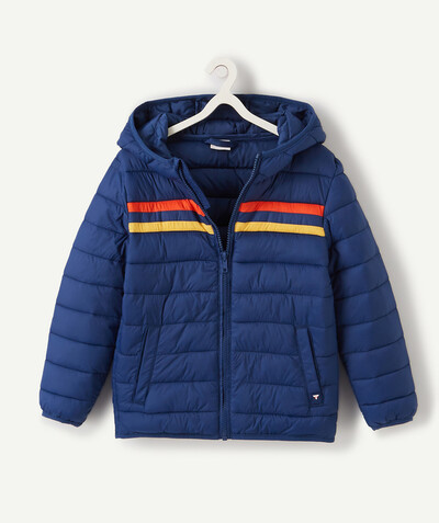 Coat - Padded jacket - Jacket radius - LIGHTWEIGHT BLUE AND COLOURED HOODED PADDED JACKET