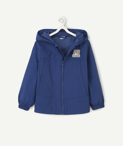 Coat - Padded jacket - Jacket radius - NAVY BLUE WATER-REPELLENT BLOUSON JACKET WITH A HOOD