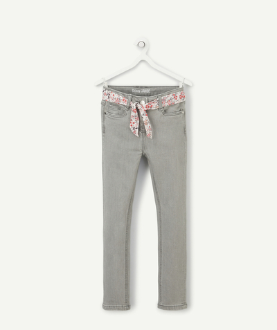 jeans Tao Categories - LOUISE GREY LOW IMPACT SKINNY JEANS WITH A FLORAL BELT