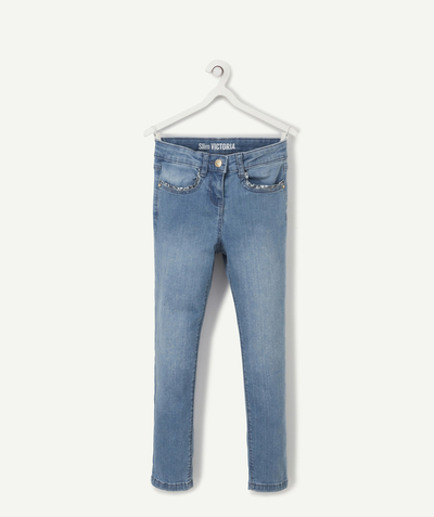 Jeans radius - GIRLS' VICTORIA SLIM-FIT DENIM TROUSERS IN RECYCLED FIBERS