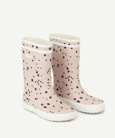 Boots Tao Categories - GIRLS' PINK RUBBER BOOTS WITH PRINTED WITH STARS
