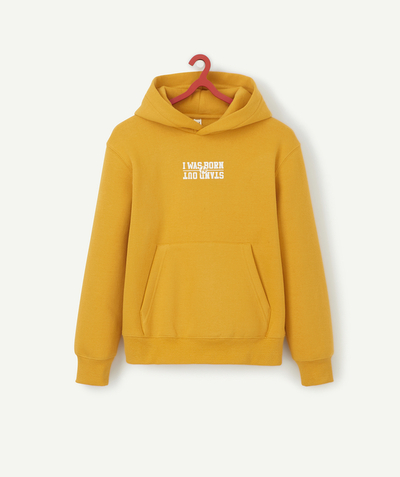 Original days Sub radius in - BOYS' YELLOW HOODED SWEATSHIRT MADE WITH RECYCLED FIBRES
