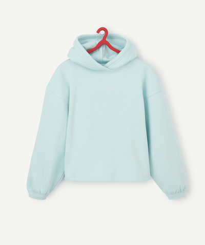 Comfy outfits Tao Categories - GIRLS' MINT BLUE SWEATSHIRT IN RECYCLED FIBRES