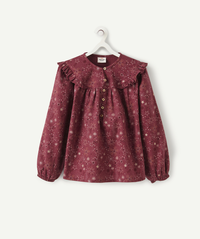 Private sales radius - GIRLS' PURPLE COTTON BLOUSE WITH A STAR PRINT