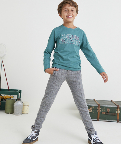 BOTTOMS radius - BOY'S GREY JOGGING TROUSERS IN RECYCLED FIBERS