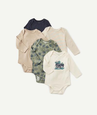 All collection radius - PACK OF FIVE ORGANIC COTTON ELEPHANT BODYSUITS