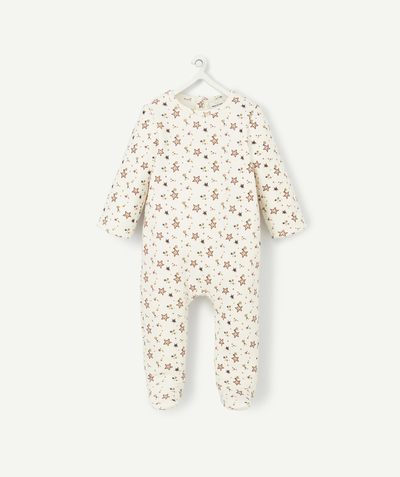 IT'S A PARTY! radius - CHRISTMAS SLEEPSUIT IN WHITE RECYCLED FIBRES PRINTED WITH STARS