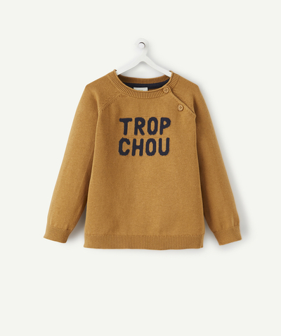 Baby-boy radius - BABY BOYS' CAMEL COTTON JUMPER WITH A MESSAGE