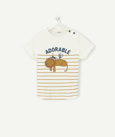 Baby-boy radius - BABY BOYS' T-SHIRT IN RECYCLED FIBERS WITH A LION AND AN ADORABLE MESSAGE