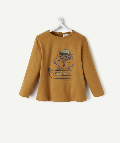 Basics radius - BABY BOYS' BROWN T-SHIRT IN RECYCLED COTTON WITH A FOX