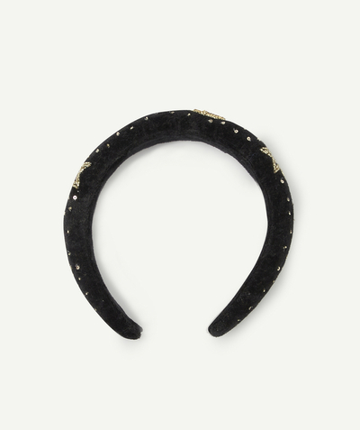 Party outfits Tao Categories - GIRLS' BLACK VELVET HEADBAND WITH GOLDEN BEADS