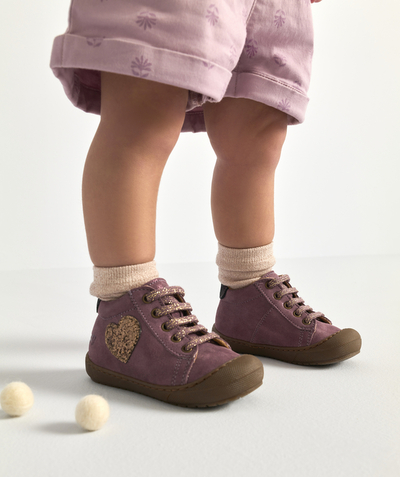 Shoes, booties radius - SHINY MAUVE PREMIER PAS BABY BOOTIES