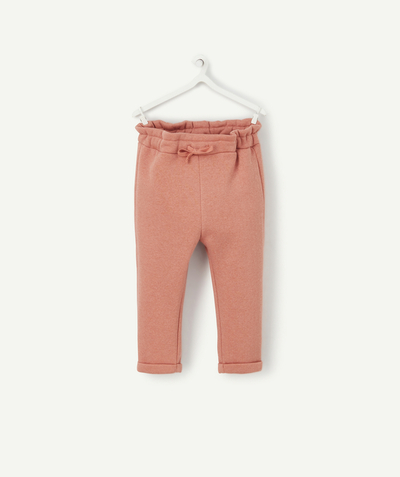Trousers radius - BABY GIRLS' TROUSERS IN PINK SEQUINNED FLEECE MADE IN RECYCLED COTTON