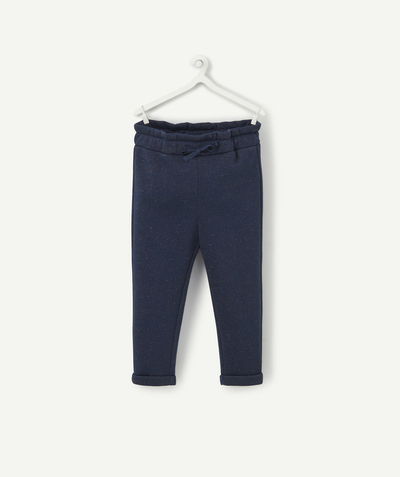 Trousers radius - BABY GIRLS' BLUE SPARKLING JOGGING PANTS IN RECYCLED COTTON