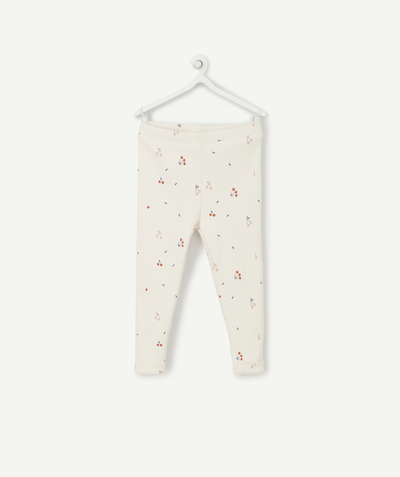 Our summer prints radius - BABY GIRLS' WHITE RIBBED LEGGINGS IN ORGANIC COTTON WITH CHERRIES