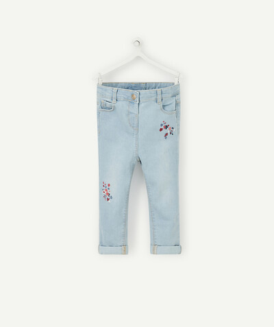 Trousers radius - SLIM PALE BLUE JEANS WITH COLOURED EMBROIDERY