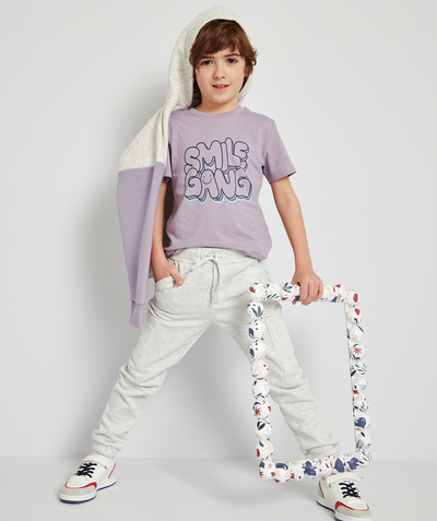 Boy radius - BOYS' GREY JOGGING PANTS IN RECYCLED FIBERS WITH POCKETS