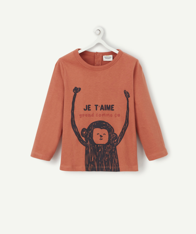 Basics radius - BABY BOYS' T-SHIRT IN RUST-COLOURED RECYCLED COTTON WITH A MESSAGE