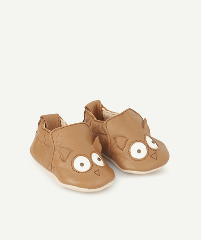 Nouvelle collection Rayon - EASY PEASY ® - MY BLUMOO HIBOU LES CHAUSSONS EN CUIR CAMEL
