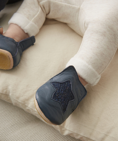 IT'S A PARTY! radius - NAVY BLUE LEATHER SLIPPERS WITH STARS