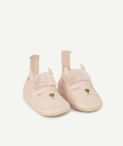 Christmas store radius - PINK LEATHER SLIPPERS WITH ALPACA