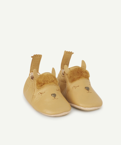 Shoes radius - CAMEL LEATHER SLIPPERS WITH ALPACA