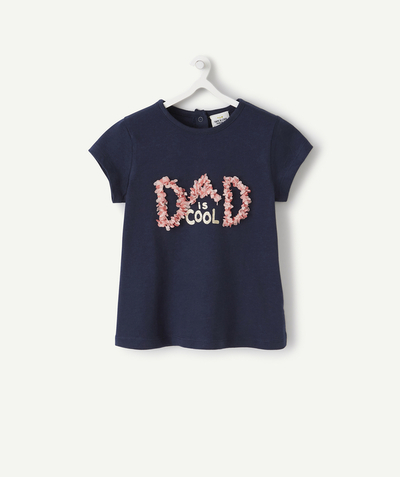 Fête des parents Tao Categories - BABY GIRLS' T-SHIRT IN RECYCLED FIBERS WITH A MESSAGE IN RELIEF