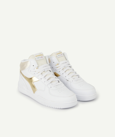 DIADORA ® Tao Categories - GIRL'S WHITE AND GOLD HIGH-TOP TRAINER