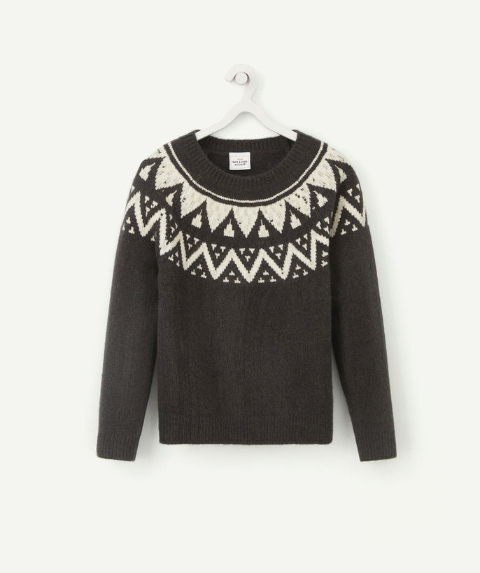 Party outfits Tao Categories - DARK GREY JACQUARD KNIT JUMPER IN RECYCLED FIBRES